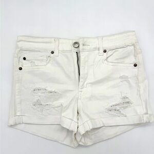 American Eagle Outfitters White Distressed Jean Shorts